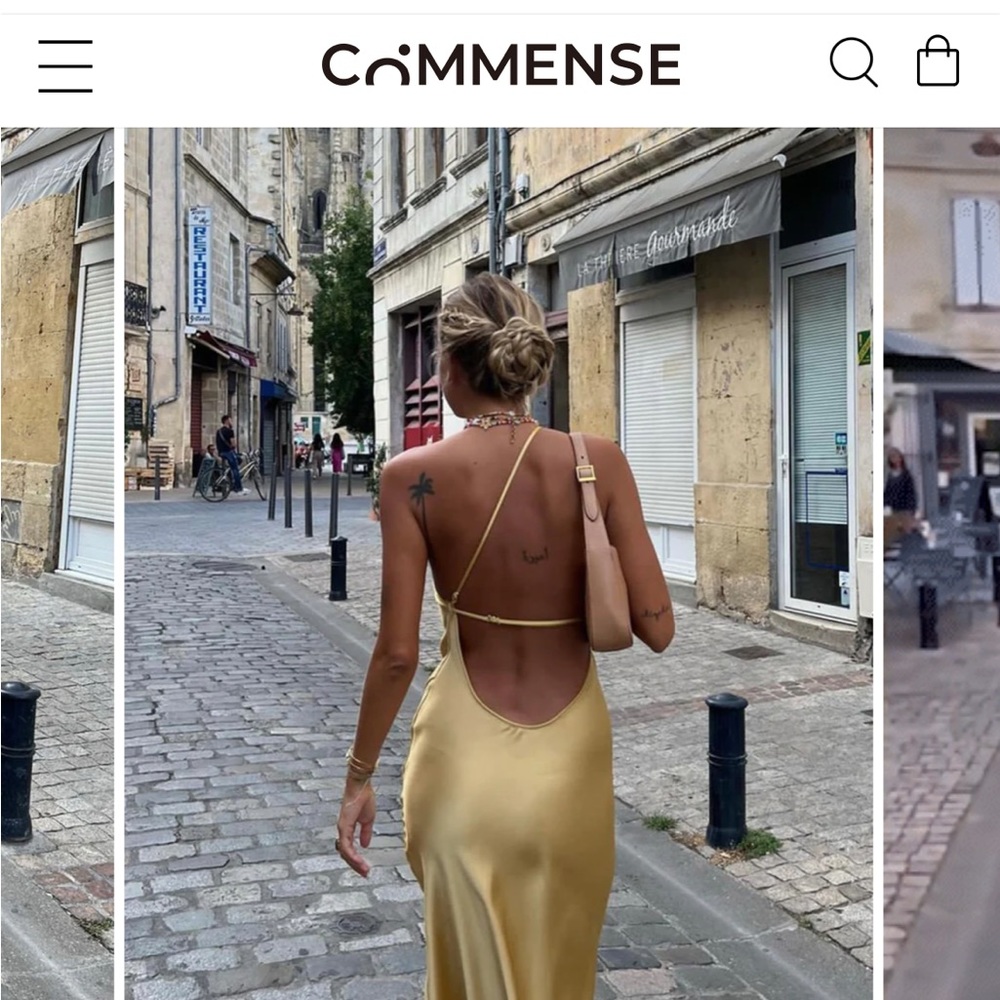 Backless Silky Yellow Dress